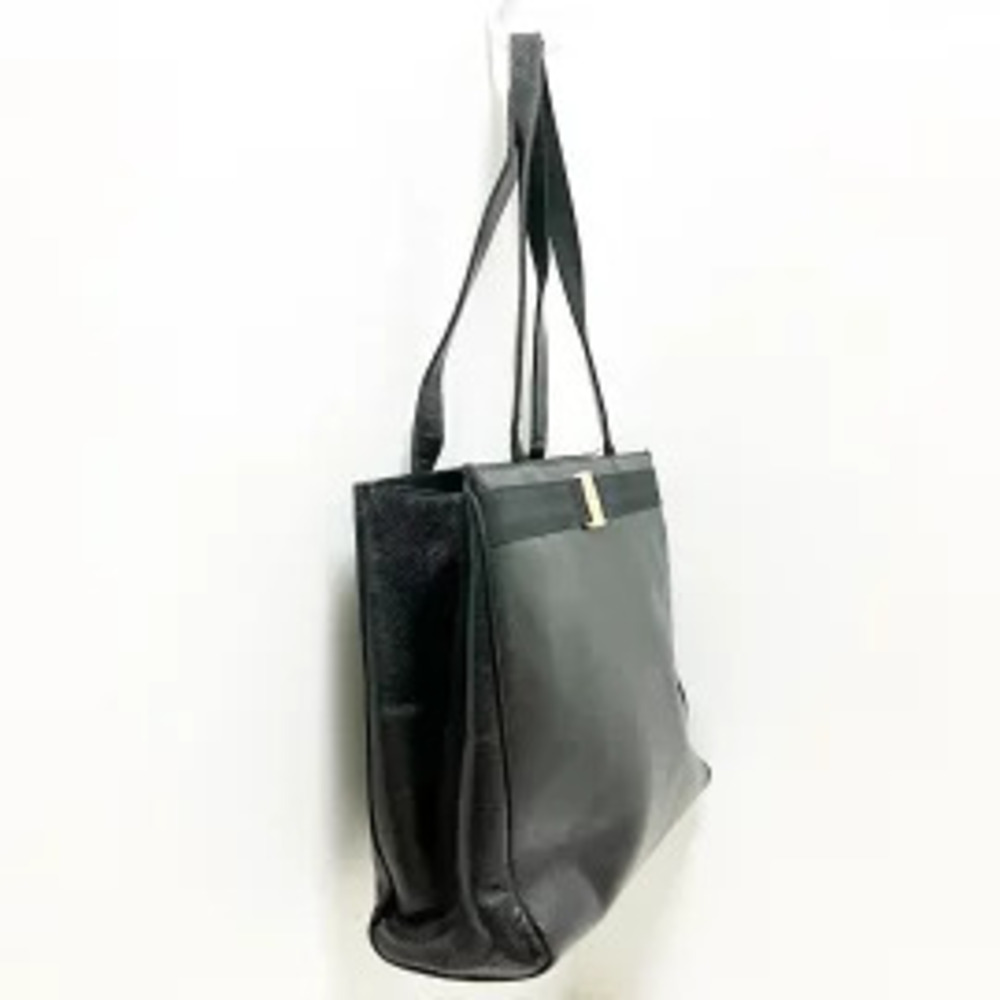Salvatore Ferragamo Gold Shoulder Black Vara Leather x Embossed Bag Gold Black